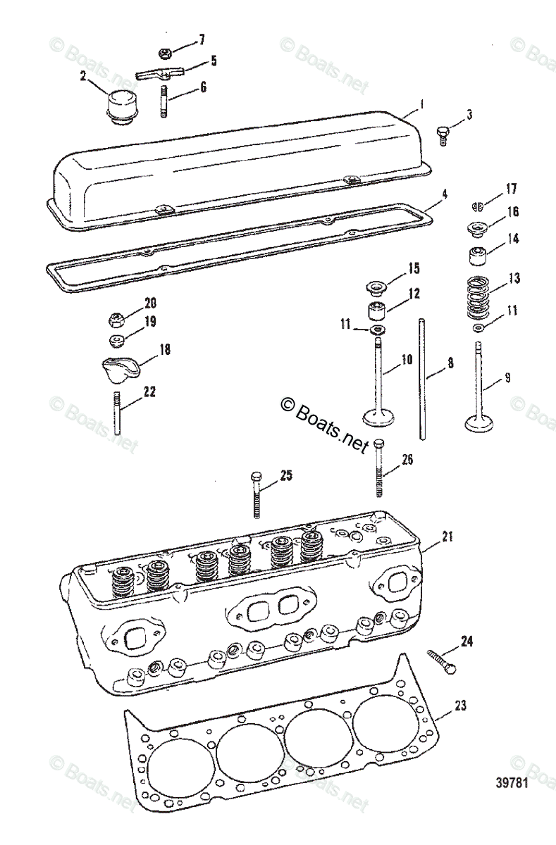 Mercruiser Inboard Gas Engines OEM Parts Diagram For CYLINDER HEAD AND ...