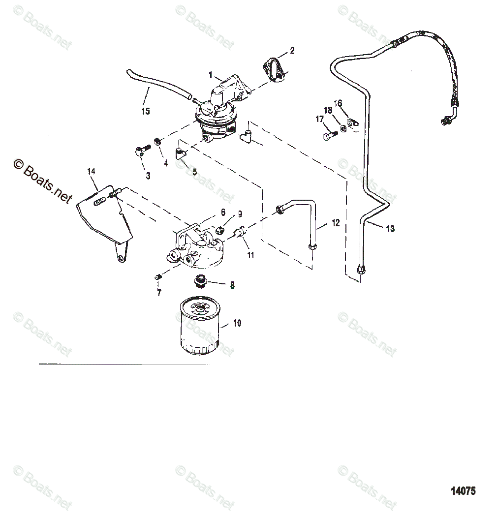 Mercruiser Inboard Gas Engines OEM Parts Diagram for Fuel Pump And Fuel