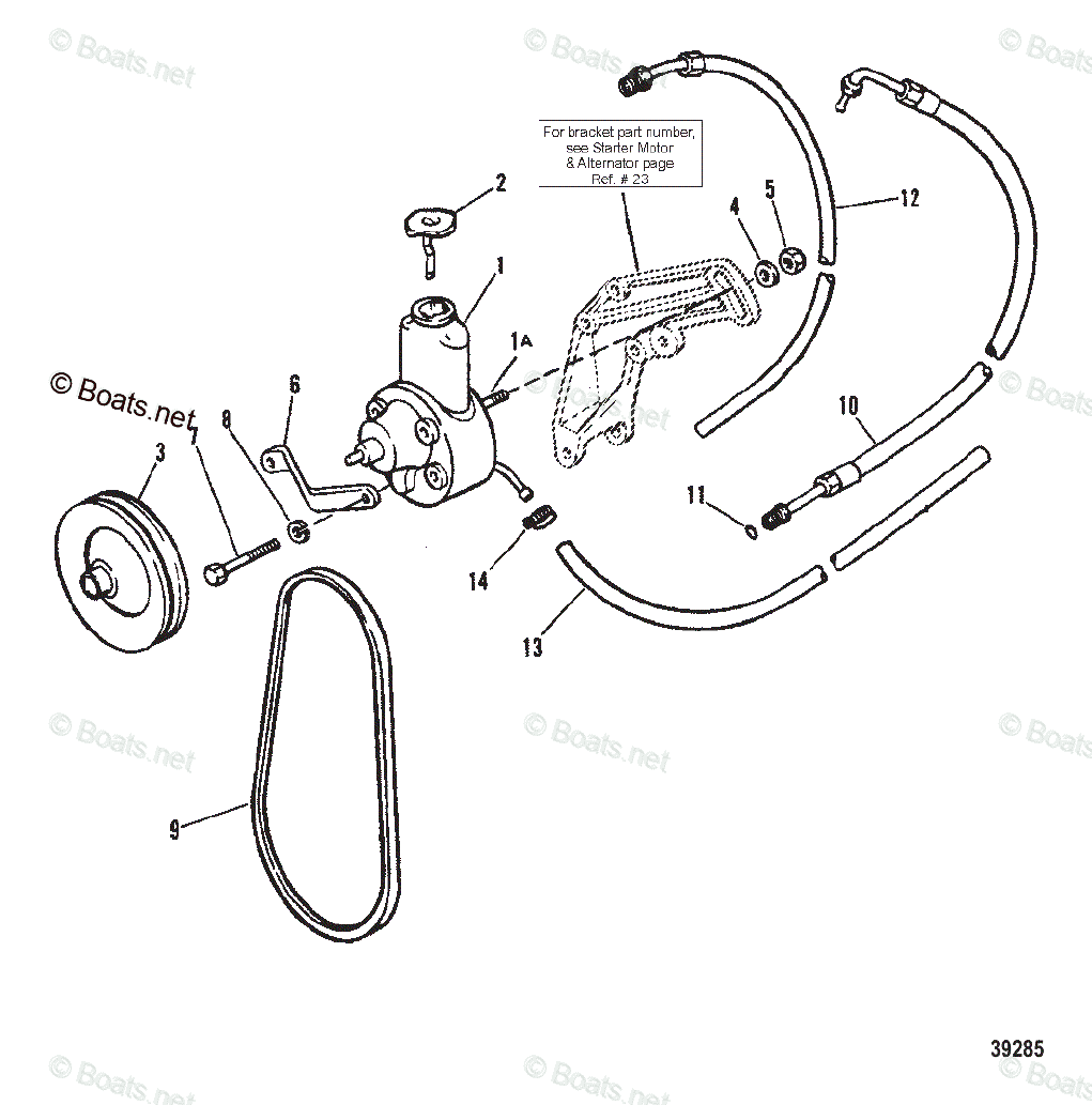 Mercruiser Sterndrive Gas Engines OEM Parts Diagram for POWER STEERING  COMPONENTS, CAST MOUNTING BRACKET