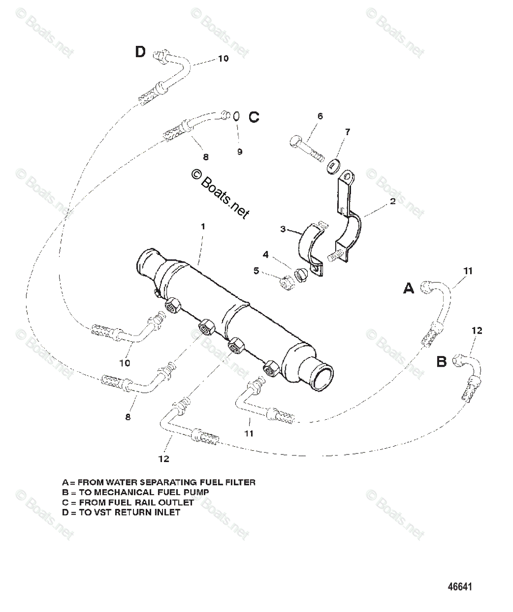 Mercruiser Inboard Gas Engines OEM Parts Diagram for FUEL COOLER