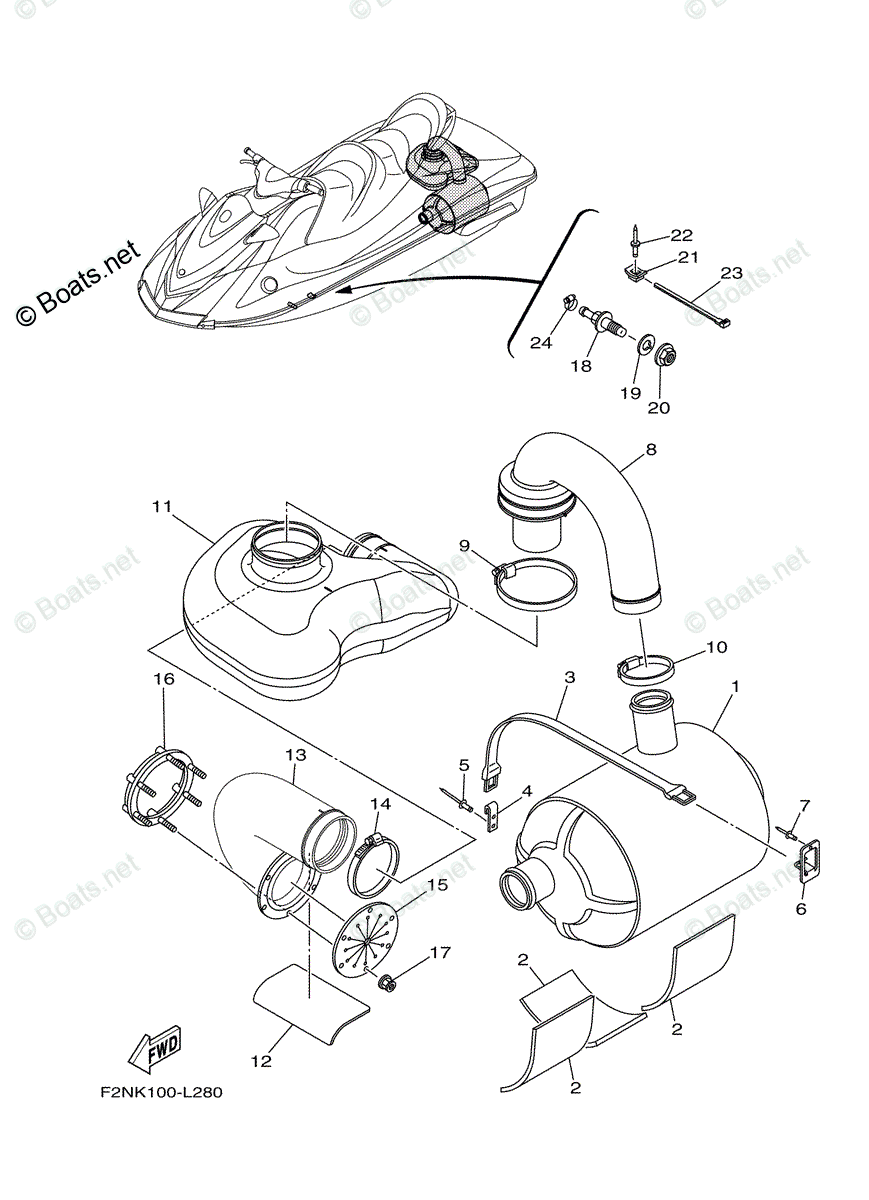 Yamaha Waverunner 2013 OEM Parts Diagram for Exhaust 3