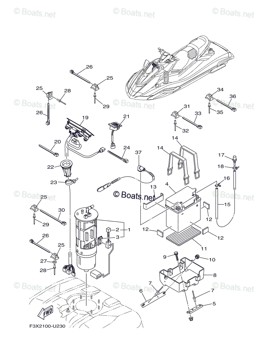 Yamaha Waverunner 2019 OEM Parts Diagram for Electrical 3 | Boats.net