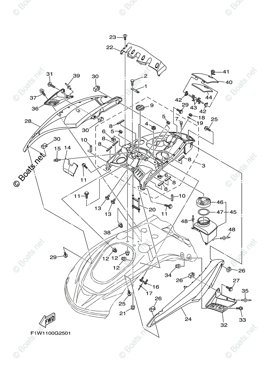Yamaha Waverunner 2008 OEM Parts Diagram for Engine Hatch 1 