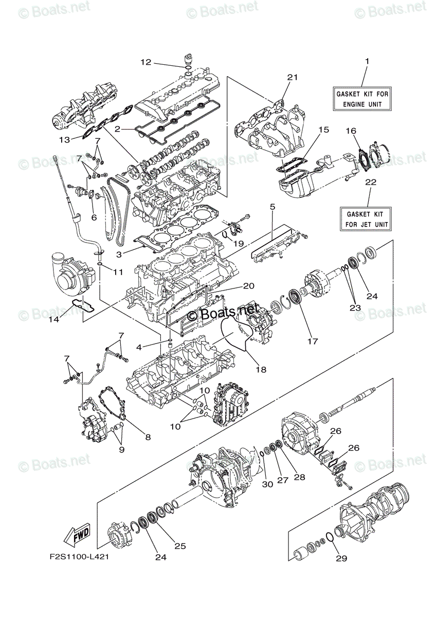 Yamaha Waverunner 2013 OEM Parts Diagram for Repair Kit 1 | Boats.net