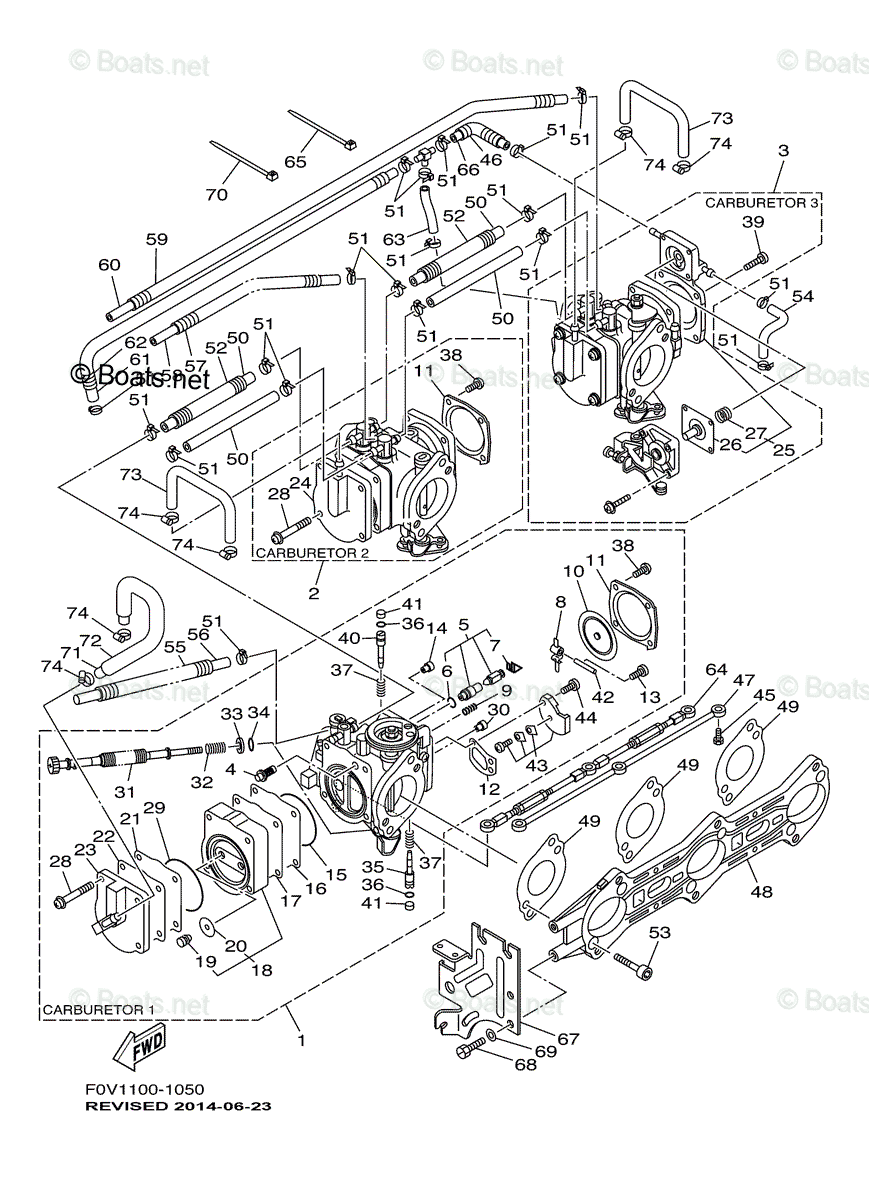 Yamaha Waverunner 2001 OEM Parts Diagram for CARBURETOR | Boats.net