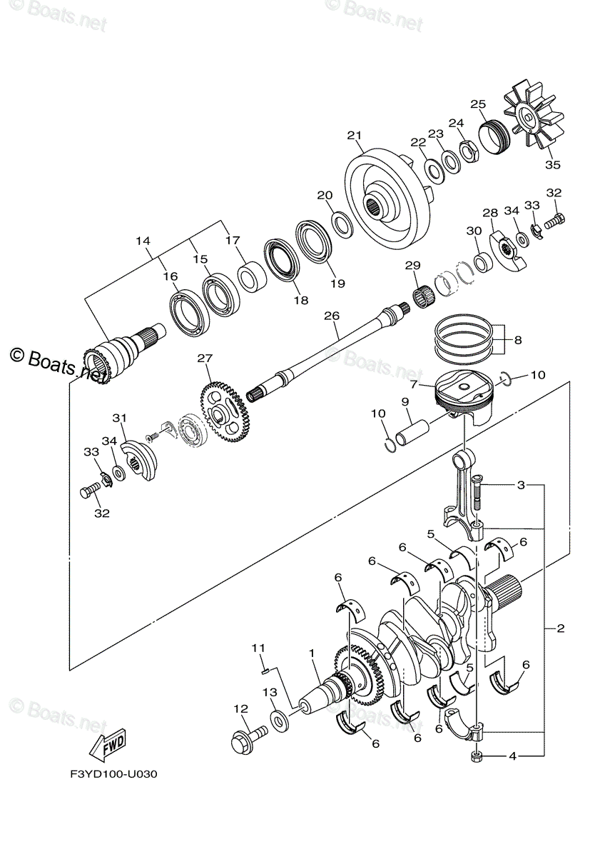 Yamaha Waverunner 2019 OEM Parts Diagram for Crankshaft Piston | Boats.net