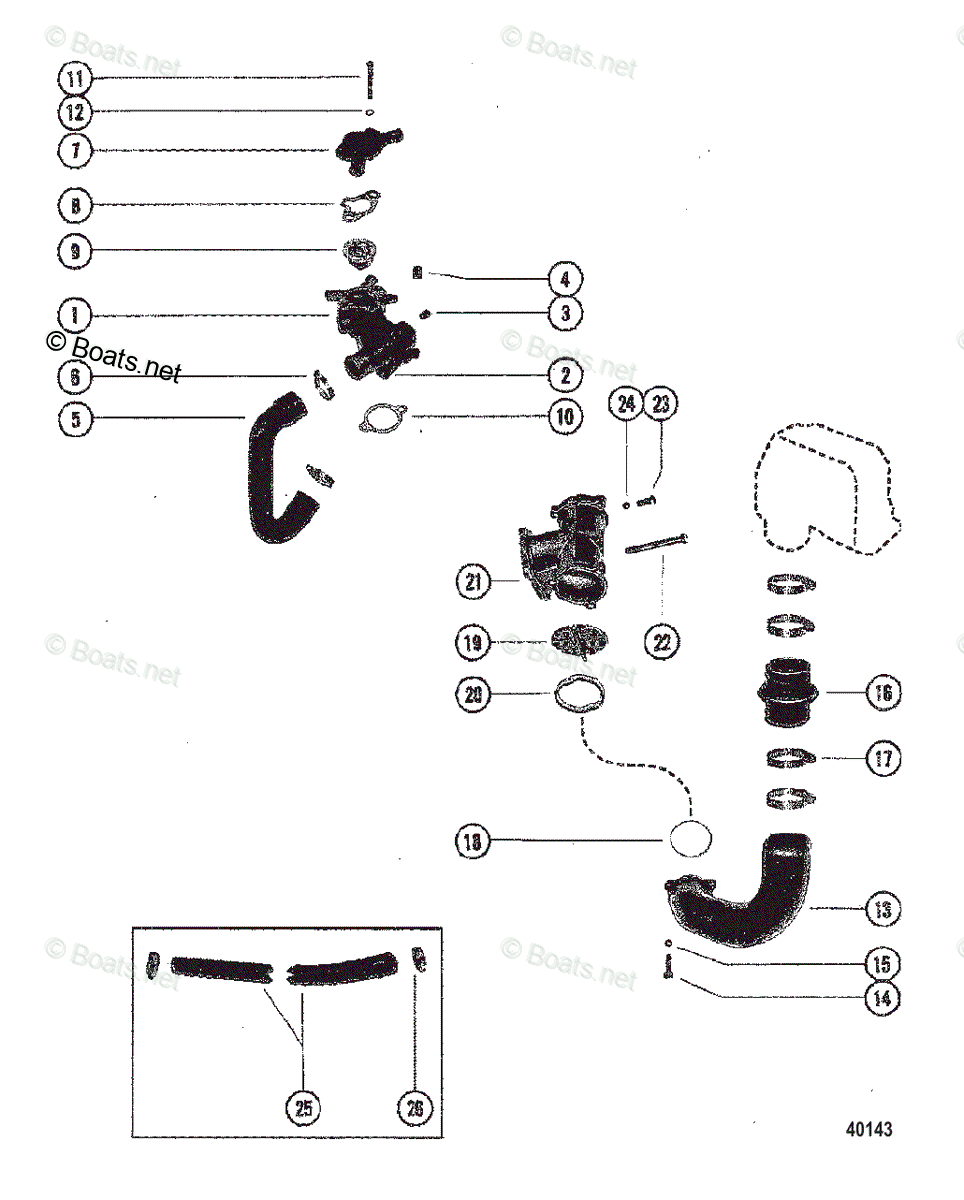 Mercruiser Sterndrive Gas Engines OEM Parts Diagram For Thermostat ...