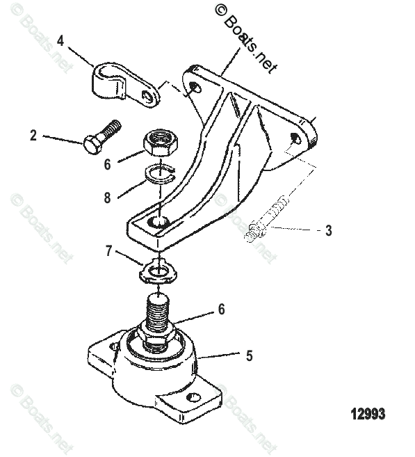 Mercruiser Sterndrive Gas Engines OEM Parts Diagram for Engine Mounting