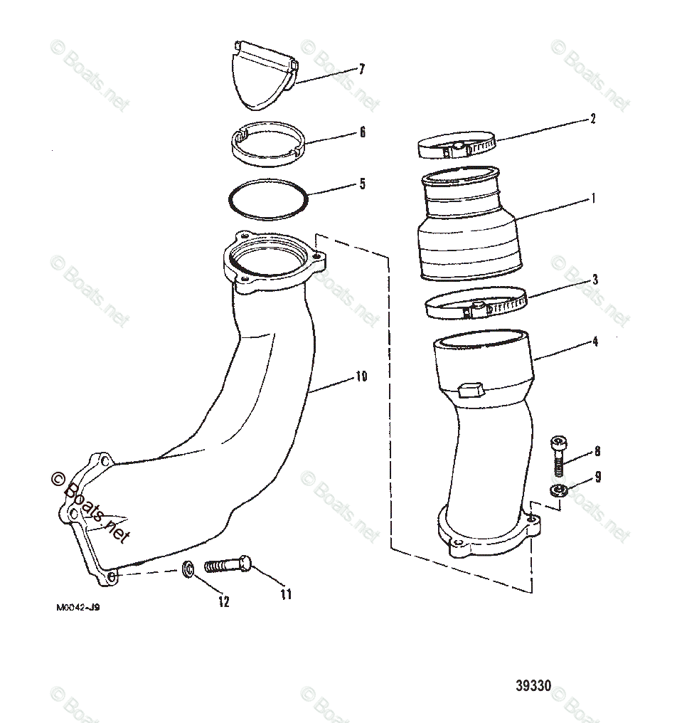 Mercruiser Sterndrive Gas Engines OEM Parts Diagram for EXHAUST SYSTEM