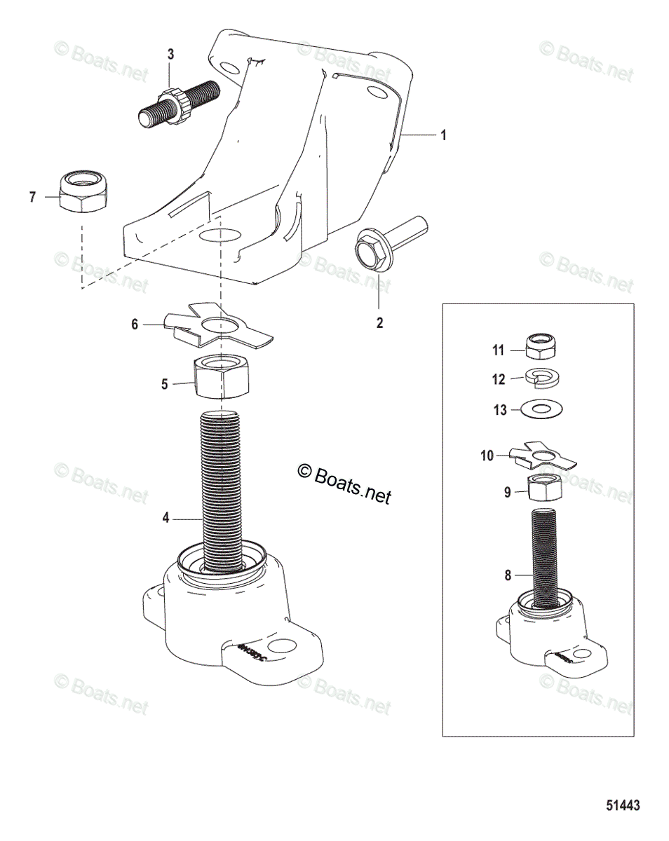 Mercruiser Sterndrive Gas Engines OEM Parts Diagram for Engine Mounts