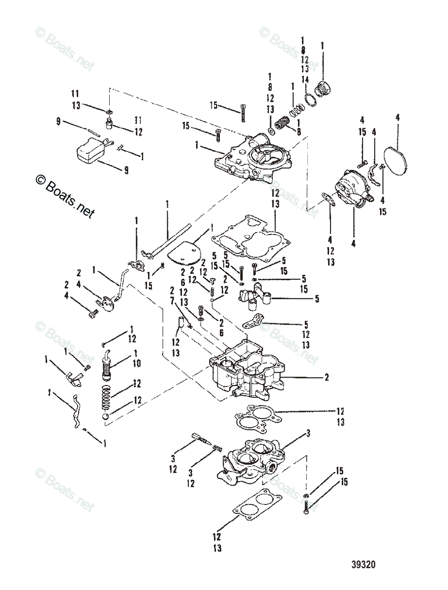 Mercruiser Sterndrive Gas Engines OEM Parts Diagram for CARBURETOR