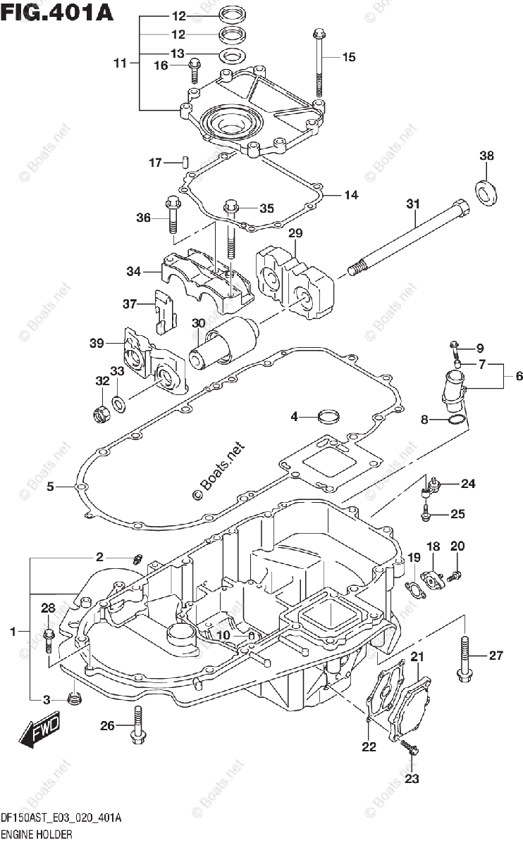 Suzuki Outboard 2020 OEM Parts Diagram for ENGINE HOLDER | Boats.net