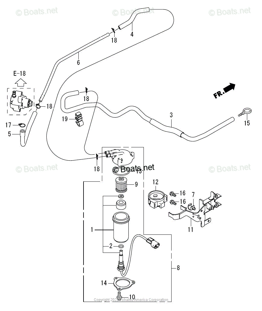Tohatsu Outboard 2022 OEM Parts Diagram for Fuel Strainer