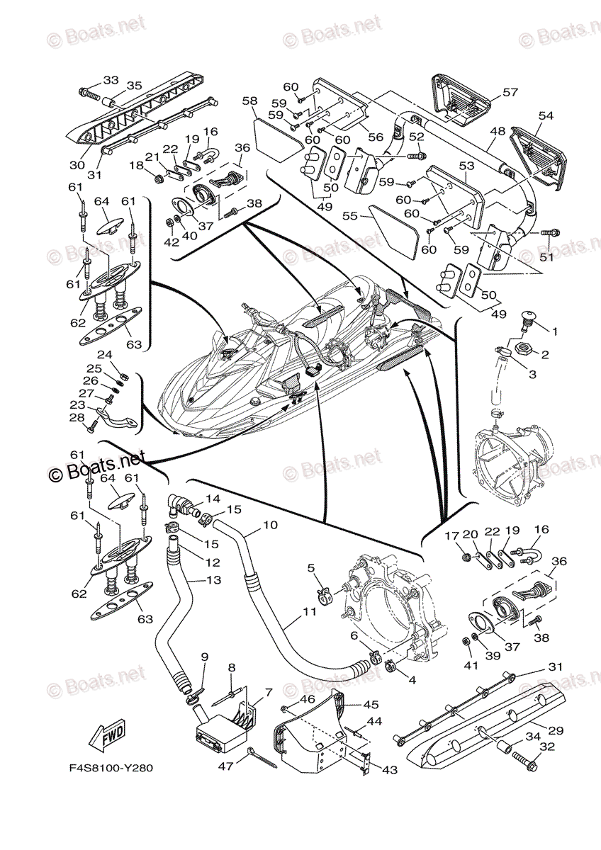 【美品】 OEM 2023 Waverunner Yamaha Parts Deck Hull. for Diagram 水上オートバイ用
