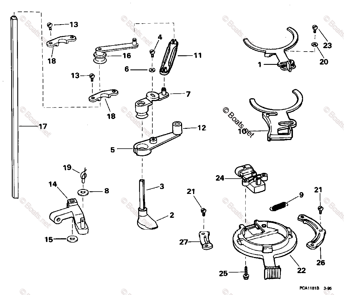 Johnson Outboard 1995 OEM Parts Diagram for THROTTLE LINKAGE
