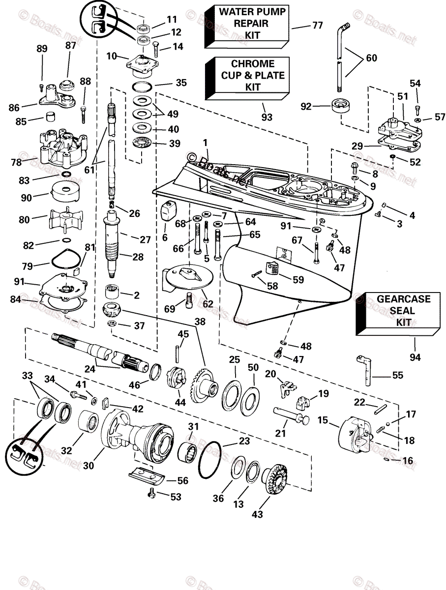 Johnson Outboard 2005 OEM Parts Diagram for Gearcase - PL, GL Models ...