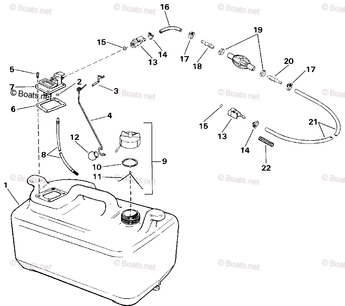 Johnson Outboard 1992 Oem Parts Diagram For Fuel Tank 