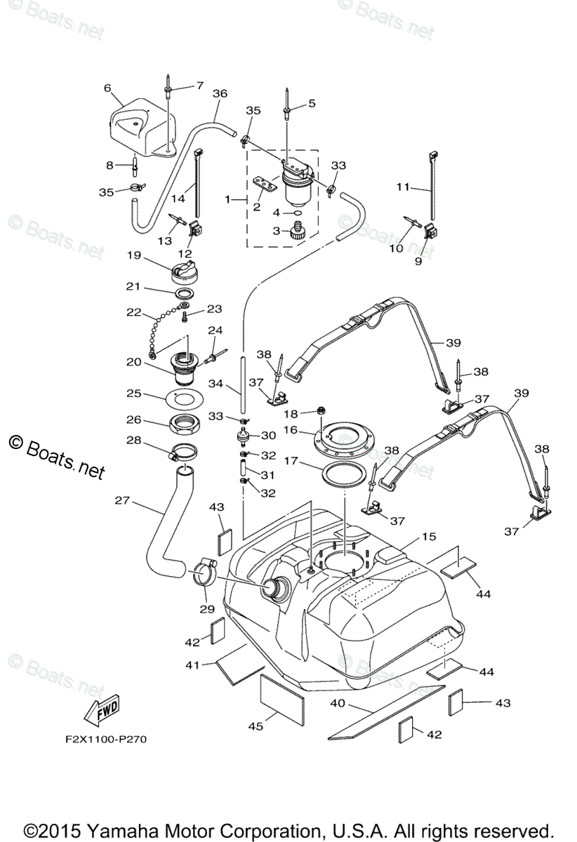Yamaha Waverunner 2016 OEM Parts Diagram for FUEL TANK