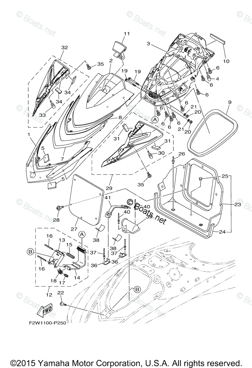 Yamaha Waverunner 2016 OEM Parts Diagram for Engine Hatch 2