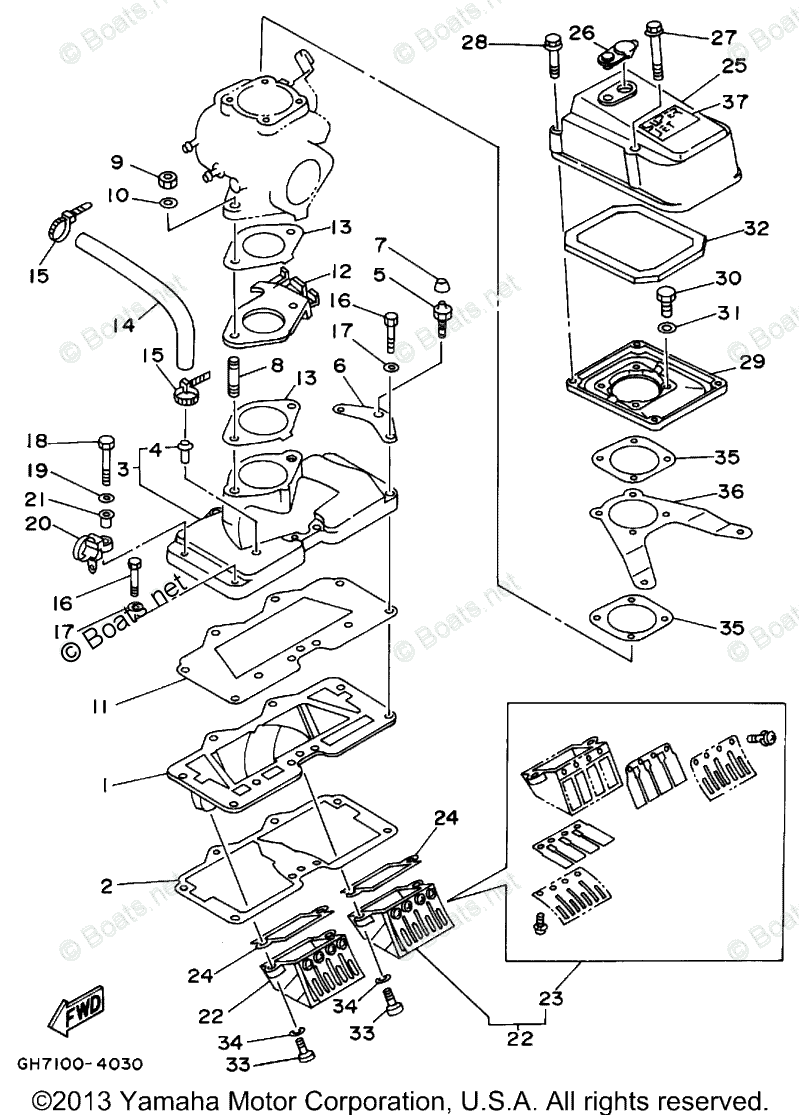 Yamaha Waverunner 1995 OEM Parts Diagram For Intake | Boats.net