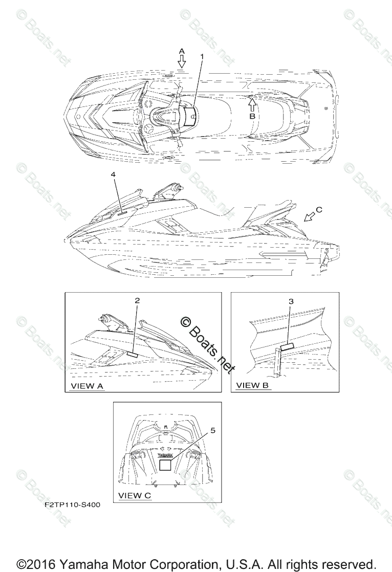 Yamaha Waverunner 2017 OEM Parts Diagram for Important Labels | Boats.net