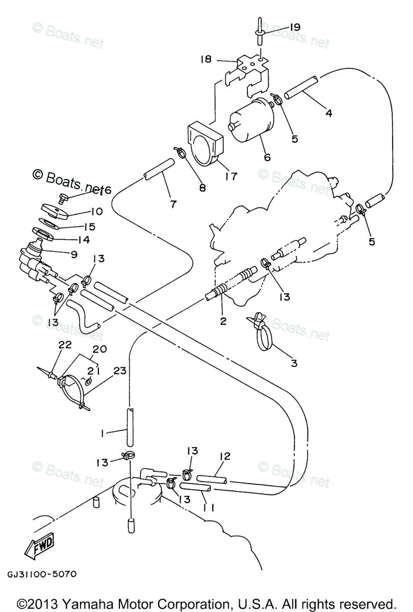 Yamaha Waverunner 1996 OEM Parts Diagram for Fuel