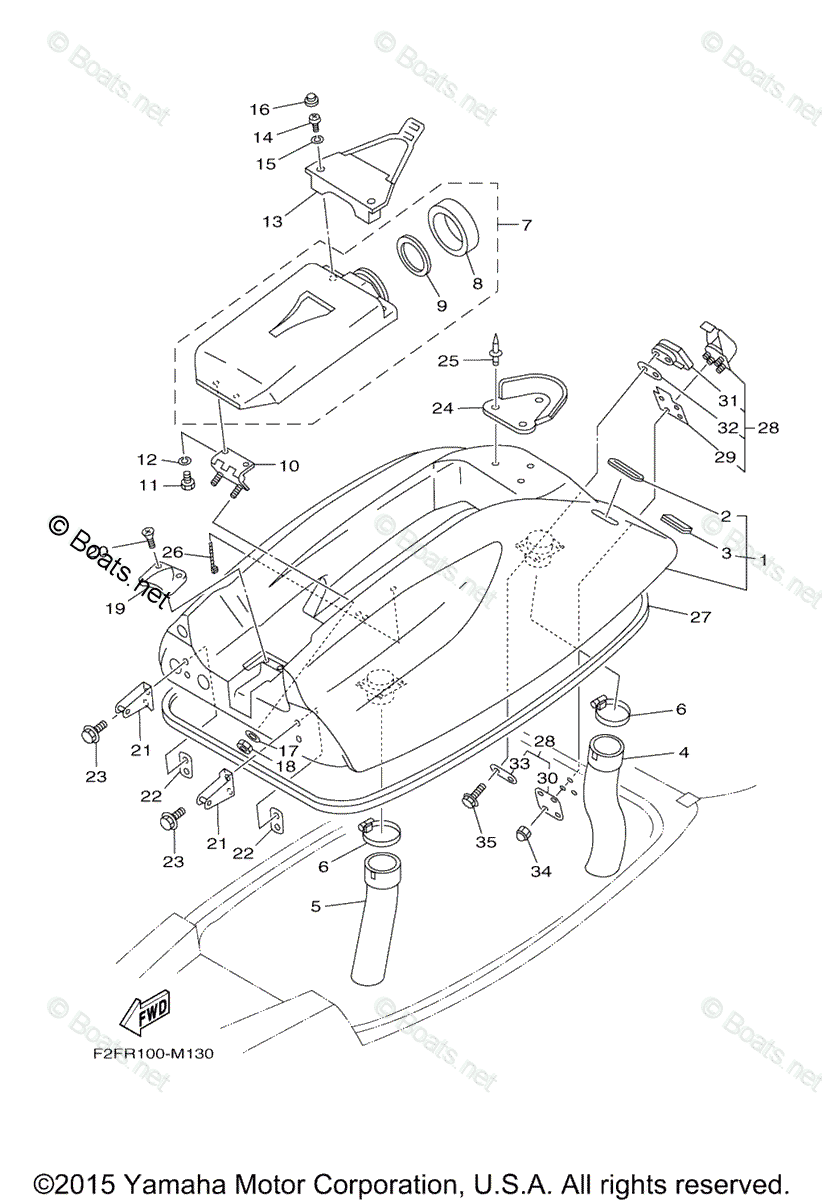 Yamaha Waverunner 2016 OEM Parts Diagram for Engine Hatch
