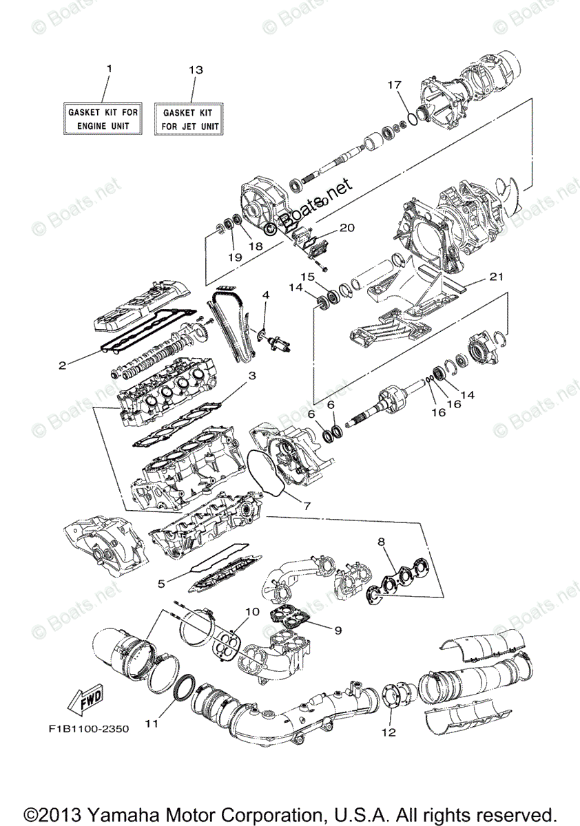 Yamaha Waverunner 2004 OEM Parts Diagram for Repair Kit 1 | Boats.net