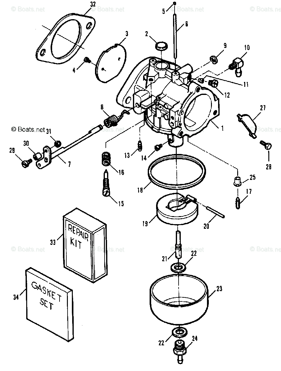 Force Outboard 1991 OEM Parts Diagram for CARBURETOR (91B THRU 92C ...