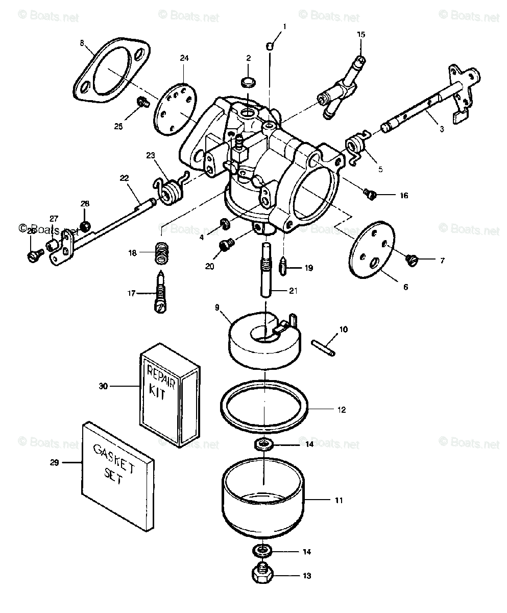 Force Outboard 1991 OEM Parts Diagram for CARBURETOR | Boats.net