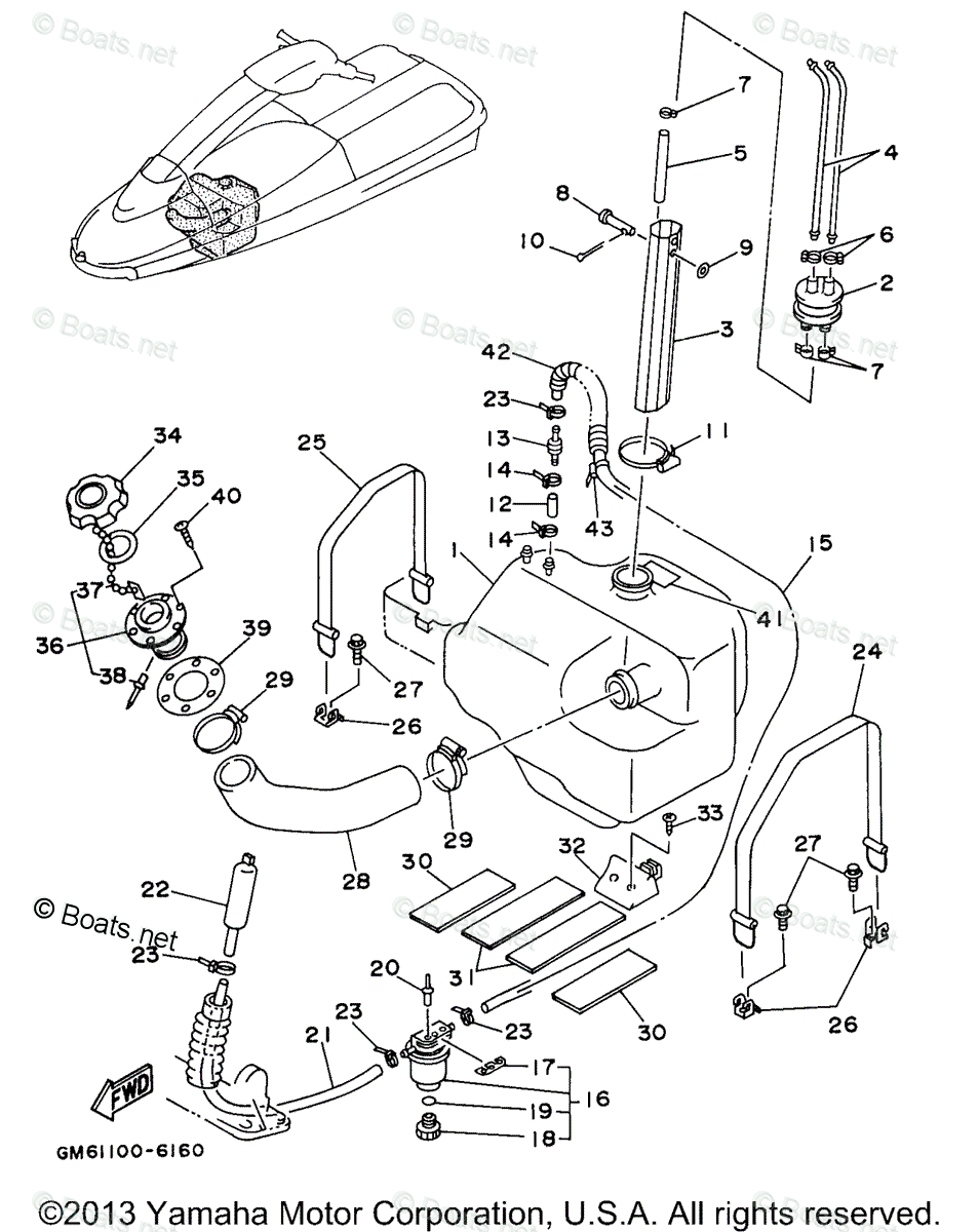 Yamaha Waverunner 1997 OEM Parts Diagram for FUEL TANK | Boats.net