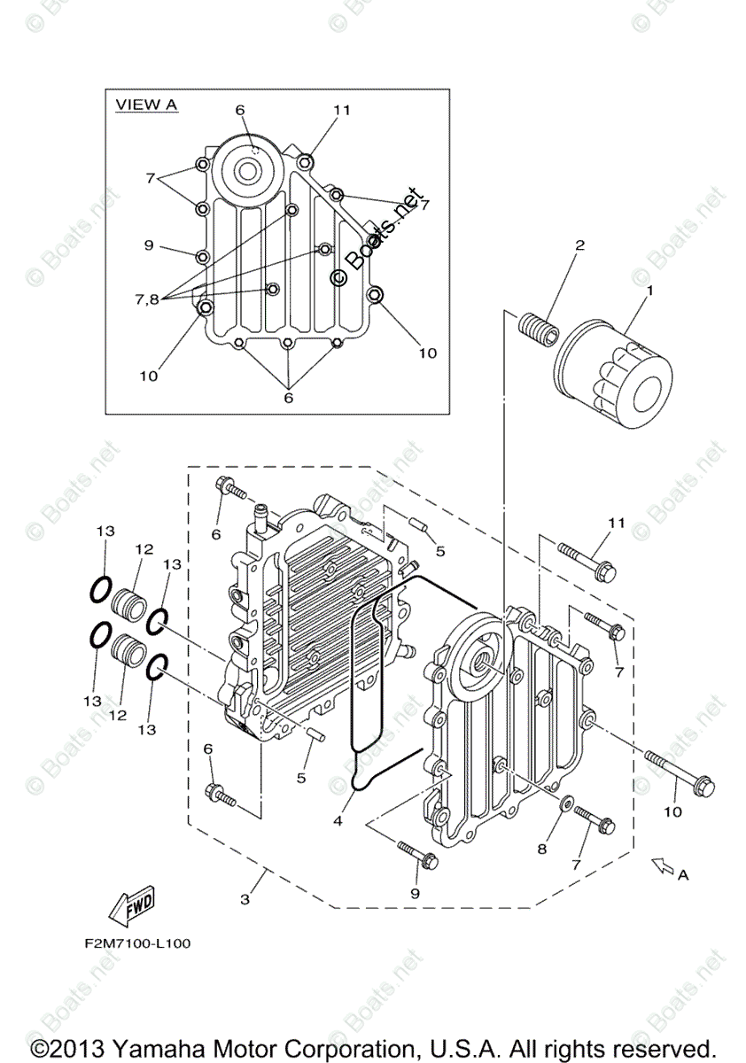Yamaha Waverunner 2013 OEM Parts Diagram for Oil Cooler