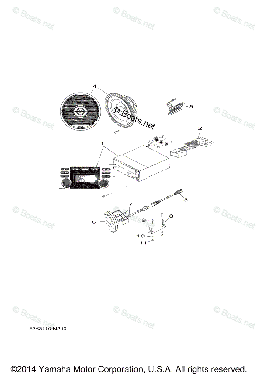 Yamaha Boats 2013 OEM Parts Diagram for Stereo Optional Equipment