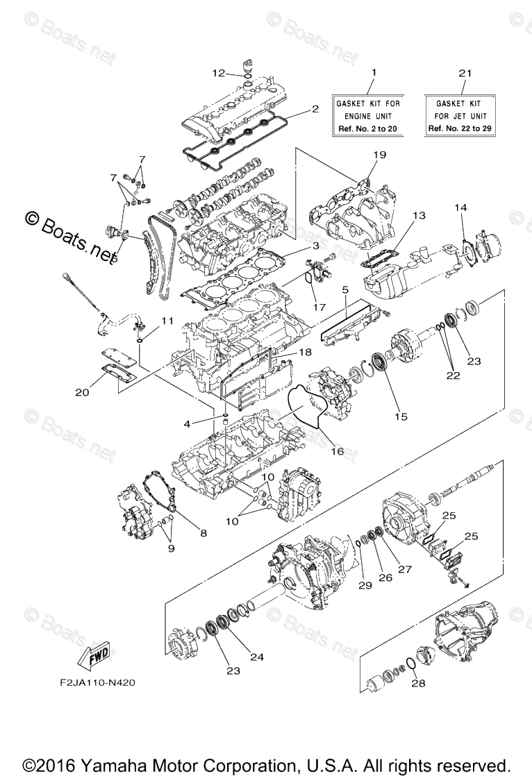 Yamaha Boats 2017 OEM Parts Diagram for Repair Kit 1 | Boats.net