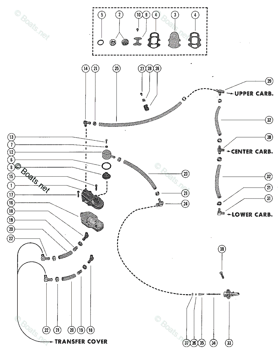 Mercury Outboard 115HP OEM Parts Diagram for Fuel Pump and Fuel Line