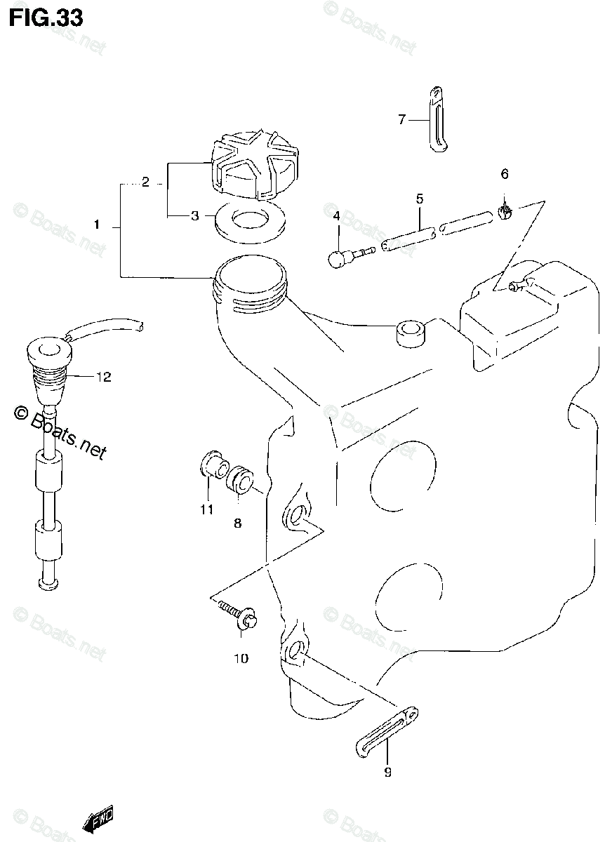 Suzuki Outboard 1995 Oem Parts Diagram For Oil Tank 