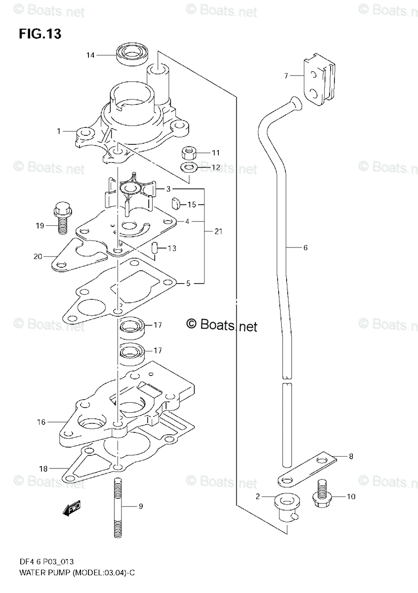 Suzuki Outboard Parts by Year 2003 OEM Parts Diagram for Water Pump