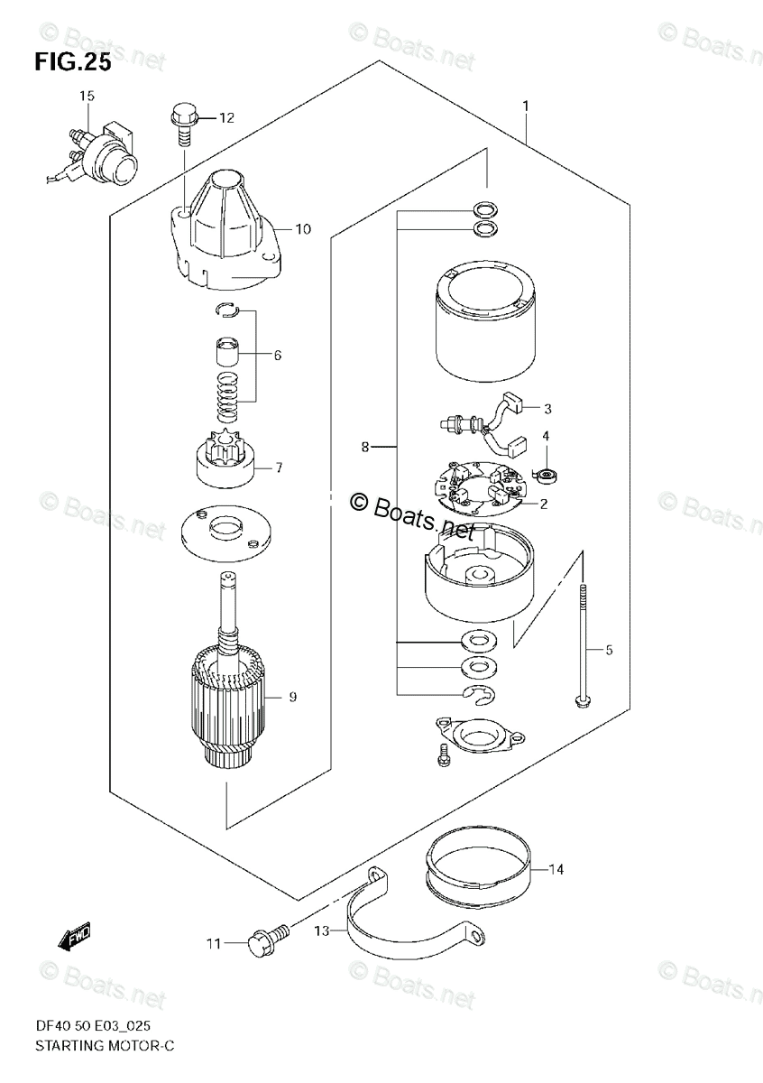 Suzuki Outboard Parts by Year 2007 OEM Parts Diagram for Starting Motor