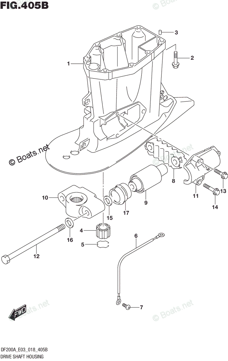 Suzuki Outboard 2018 OEM Parts Diagram for DRIVE SHAFT HOUSING (DF200AZ ...