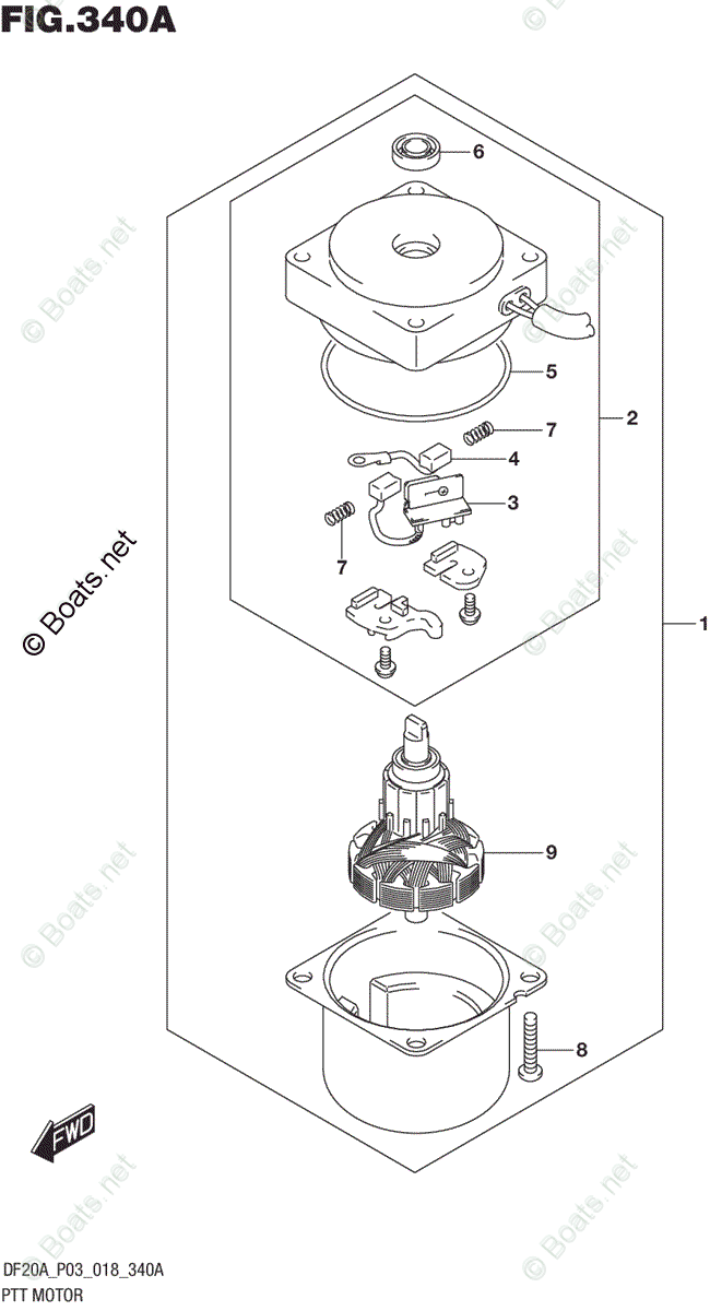 Suzuki Outboard 2018 OEM Parts Diagram for PTT MOTOR (DF9.9BT)(DF9.9BTH