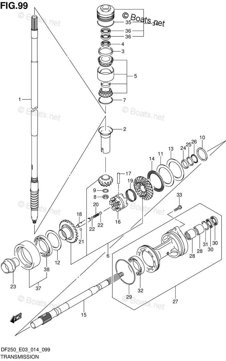 Suzuki Outboard 2014 OEM Parts Diagram for TRANSMISSION (DF200Z E03 ...