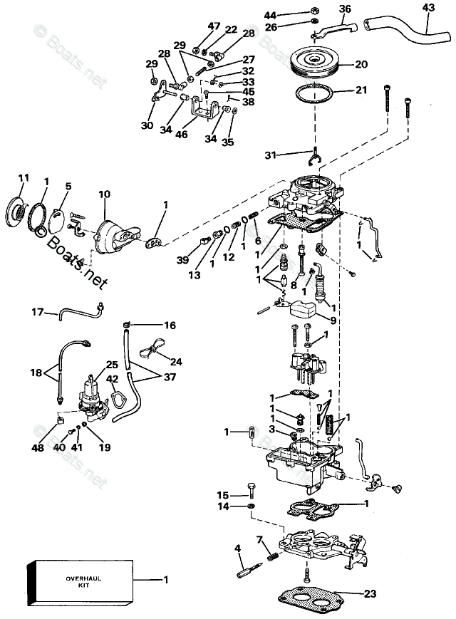 OMC Sterndrive 3.0L 181 CID Inline 4 OEM Parts Diagram for Carburetor ...