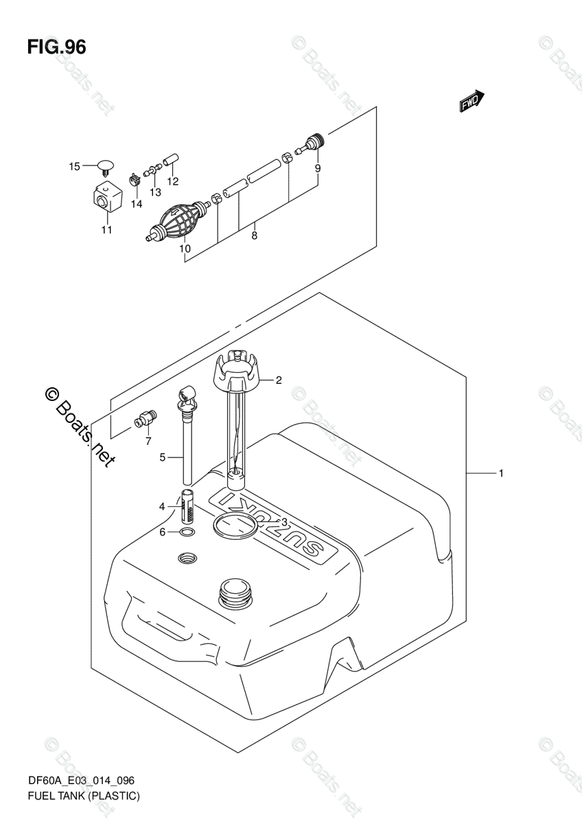 Suzuki Outboard 2014 OEM Parts Diagram for FUEL TANK (PLASTIC) (DF60A ...