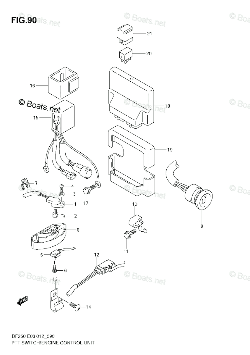Suzuki Outboard Parts by Year 2012 OEM Parts Diagram for PTT Switch