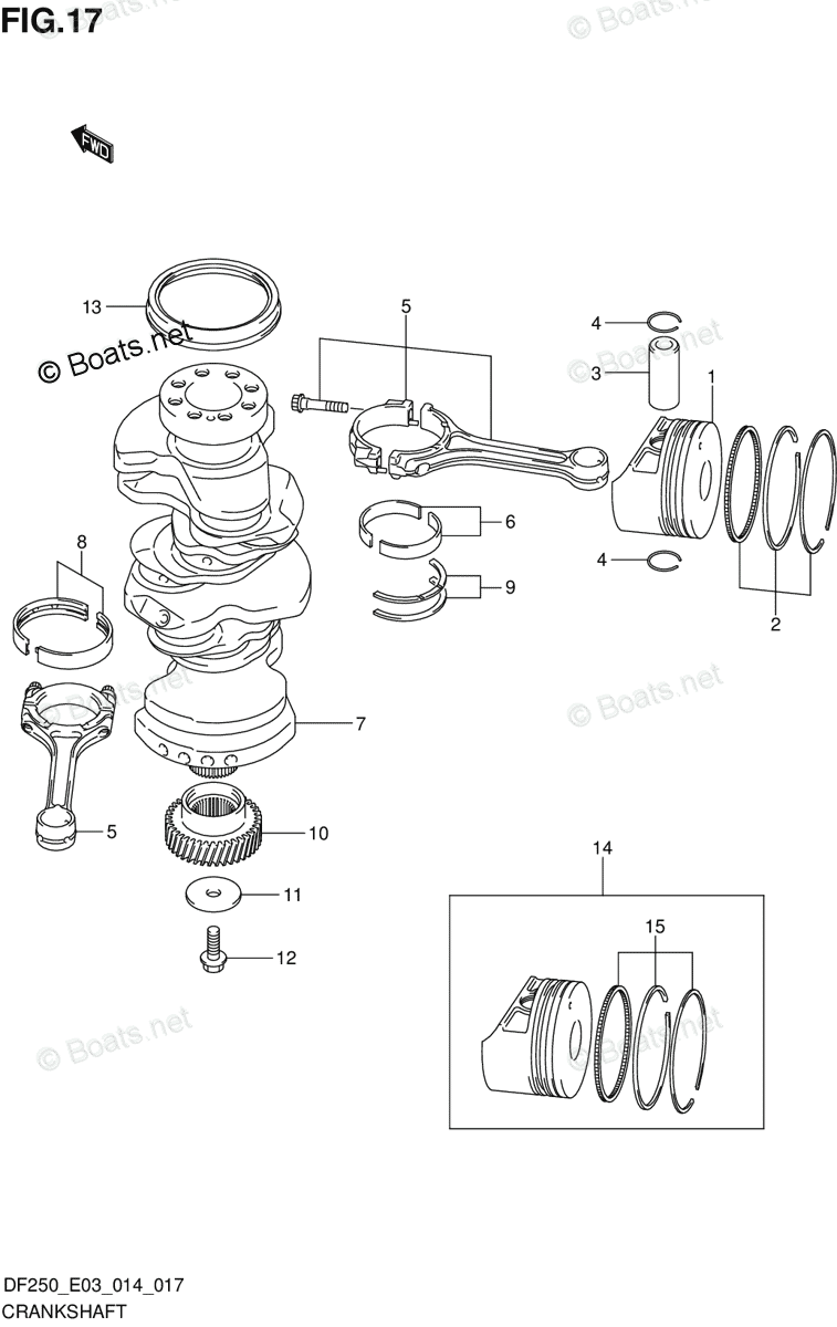 Suzuki Outboard 2014 OEM Parts Diagram for CRANKSHAFT (DF200Z E03 ...