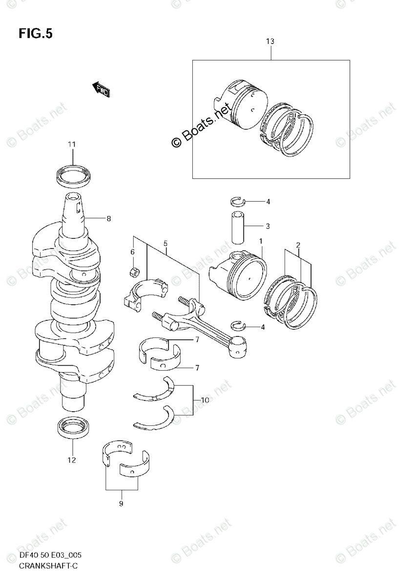 Suzuki Outboard 2008 OEM Parts Diagram for CRANKSHAFT
