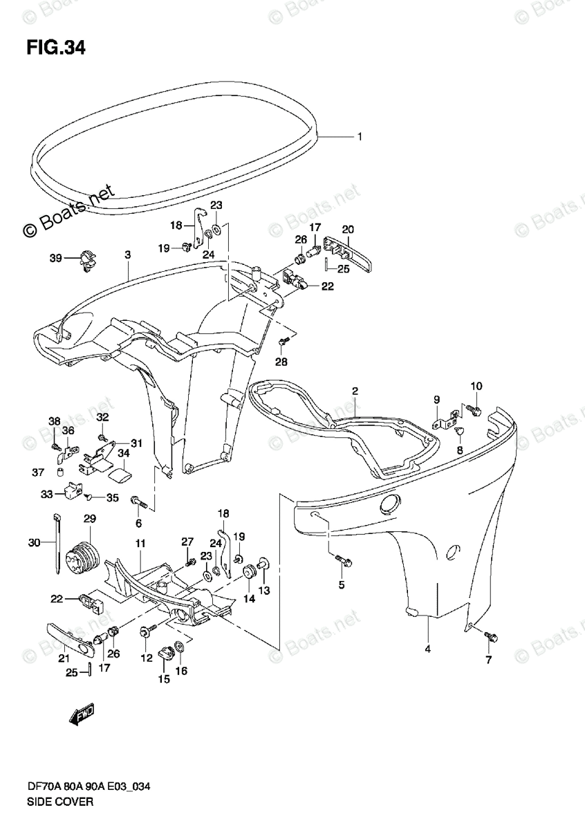その他 STREET 05 2009 No.213 Suzuki Outboard 2009 OEM Parts Diagram for SIDE COVER