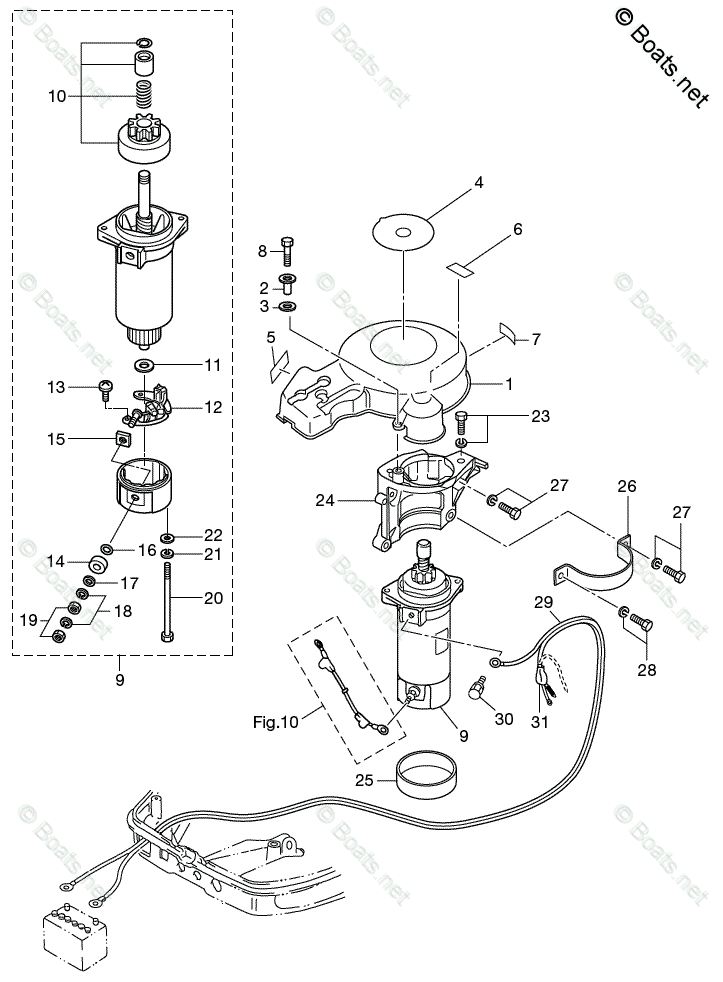 Tohatsu 2010 MD40B2 - TLDI Tohatsu OEM Parts Diagram for ELECTRIC PARTS