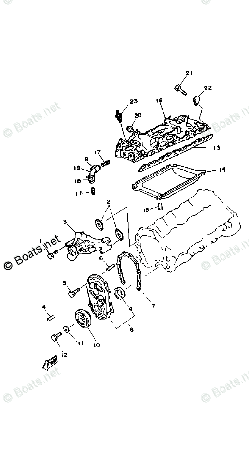 Yamaha Sterndrive 7.4L 454 CID V8 1992 OEM Parts Diagram for