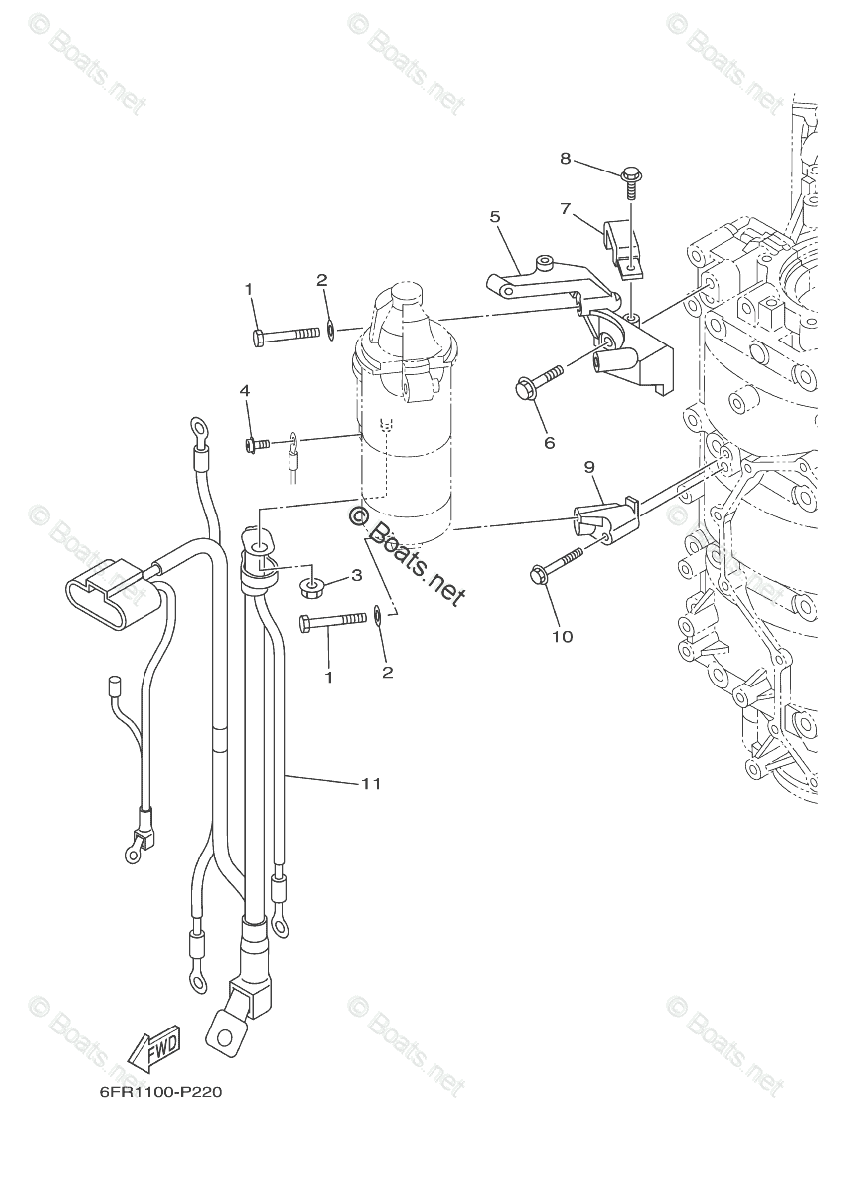 Yamaha Outboard 250HP OEM Parts Diagram for Electrical 5 | Boats.net Deck Boat Boats.net